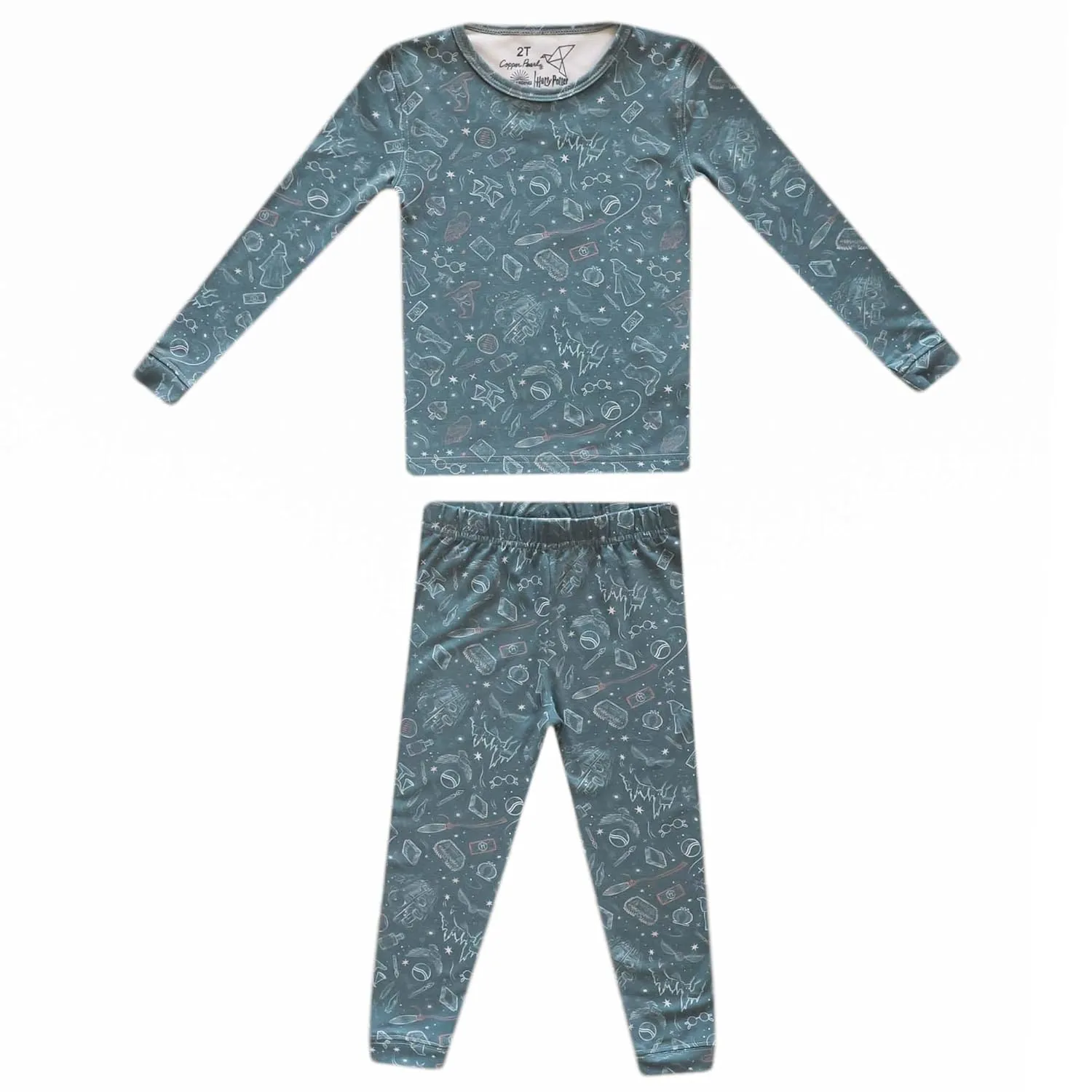Copper Pearl Two Piece Long Sleeve Toddler Pajamas PJ Sets for Boys and Girls - Adorable Pattern Pajamas, Breathable Fabric to Keep Cool While Sleeping, Sizes 12 Months to 5T - Hogwarts