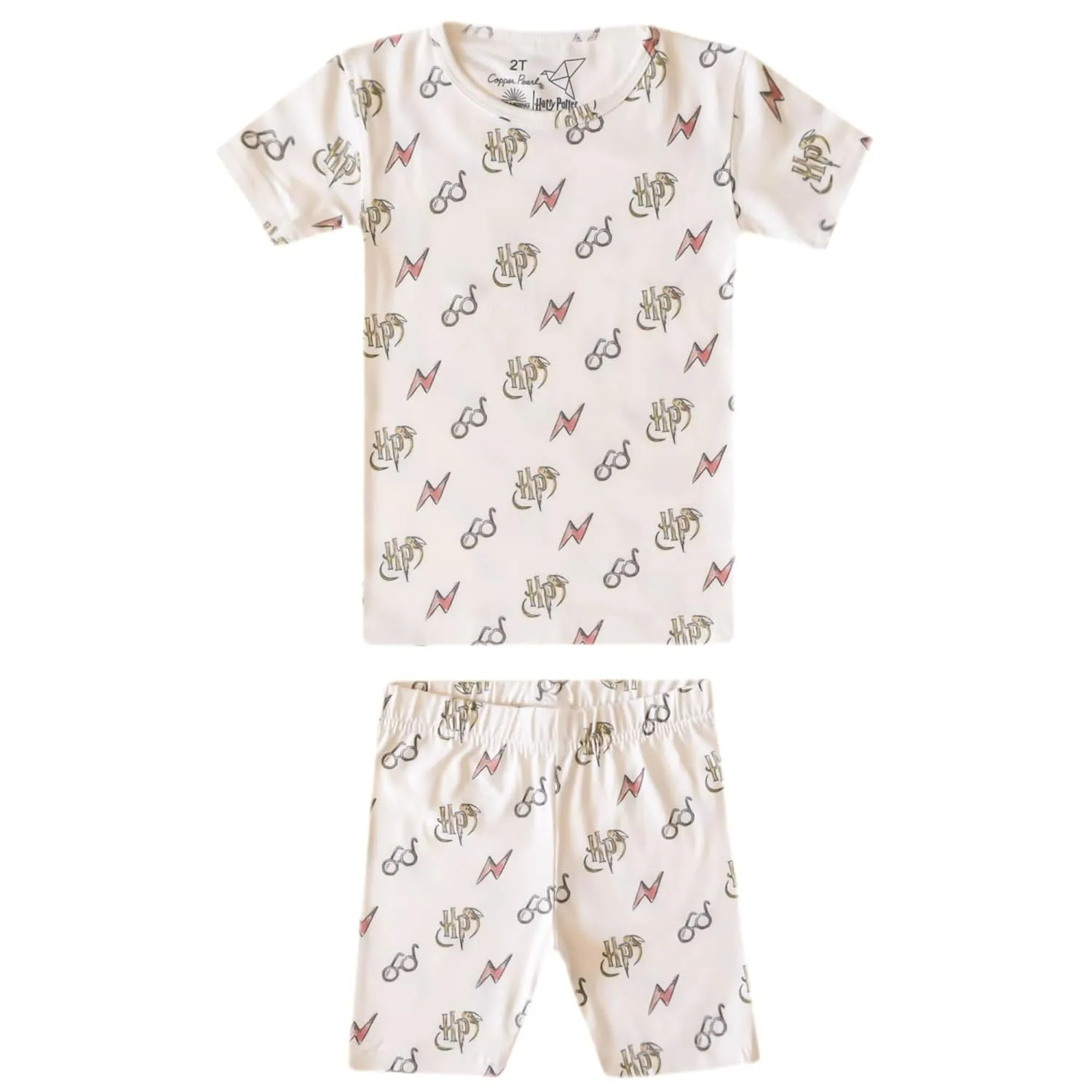 Copper Pearl Two Piece Short Sleeve Toddler Pajamas PJ Sets for Boys and Girls - Adorable Pattern Summer Pajamas Shorts to Keep Cool While Sleeping, Size 12 Months to 5T - Harry Potter