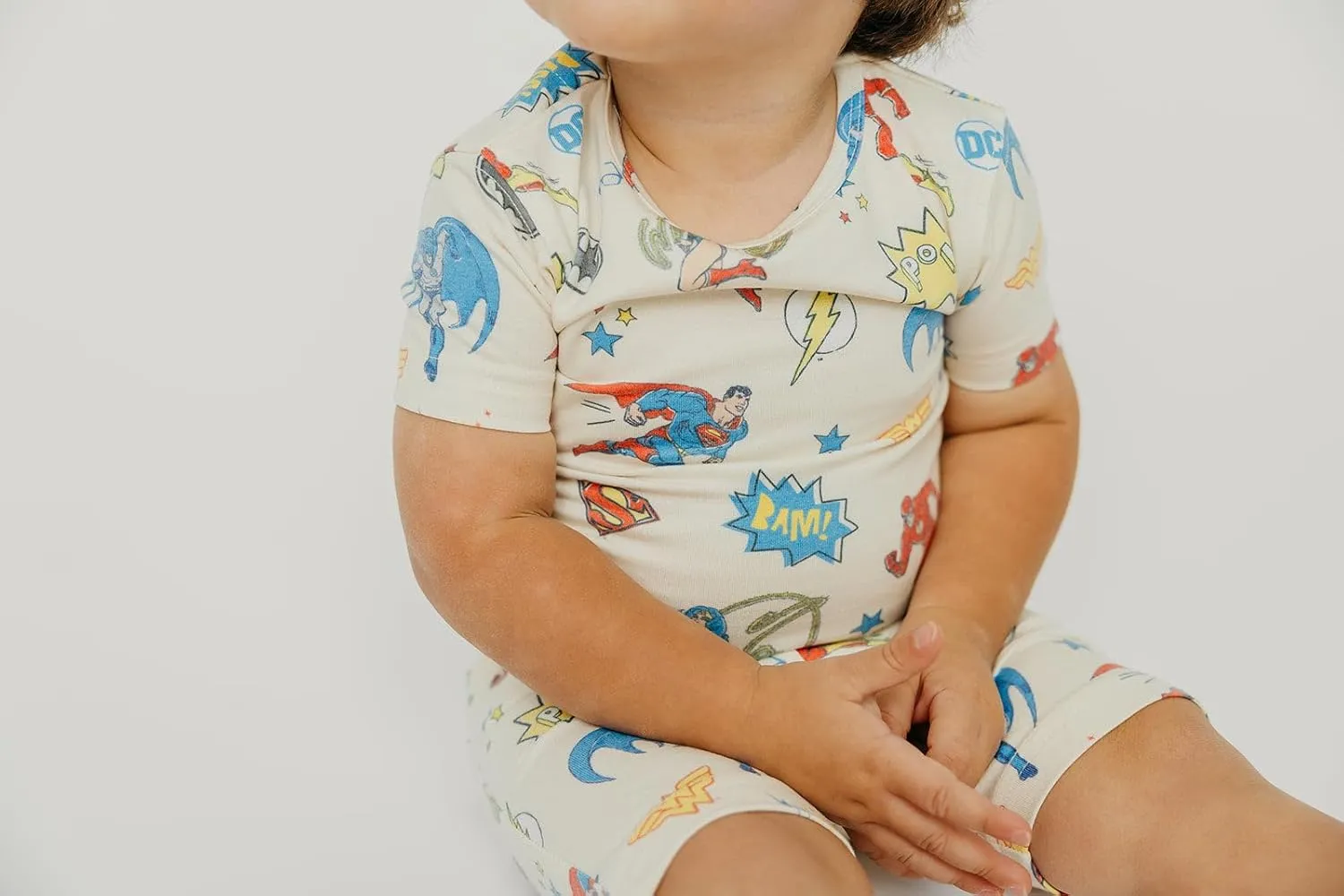 Copper Pearl Two Piece Short Sleeve Toddler Pajamas PJ Sets for Boys and Girls - Adorable Pattern Summer Pajamas Shorts to Keep Cool While Sleeping, Size 12 Months to 5T - Justice League