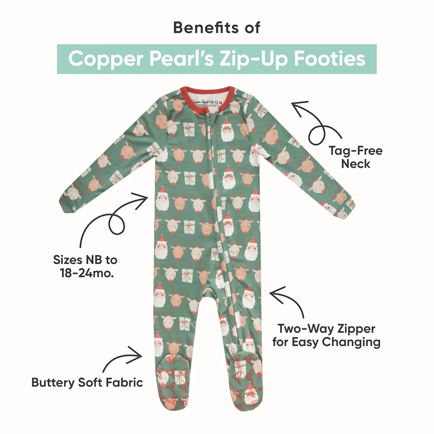 Copper Pearl Zip-up Footie Surf