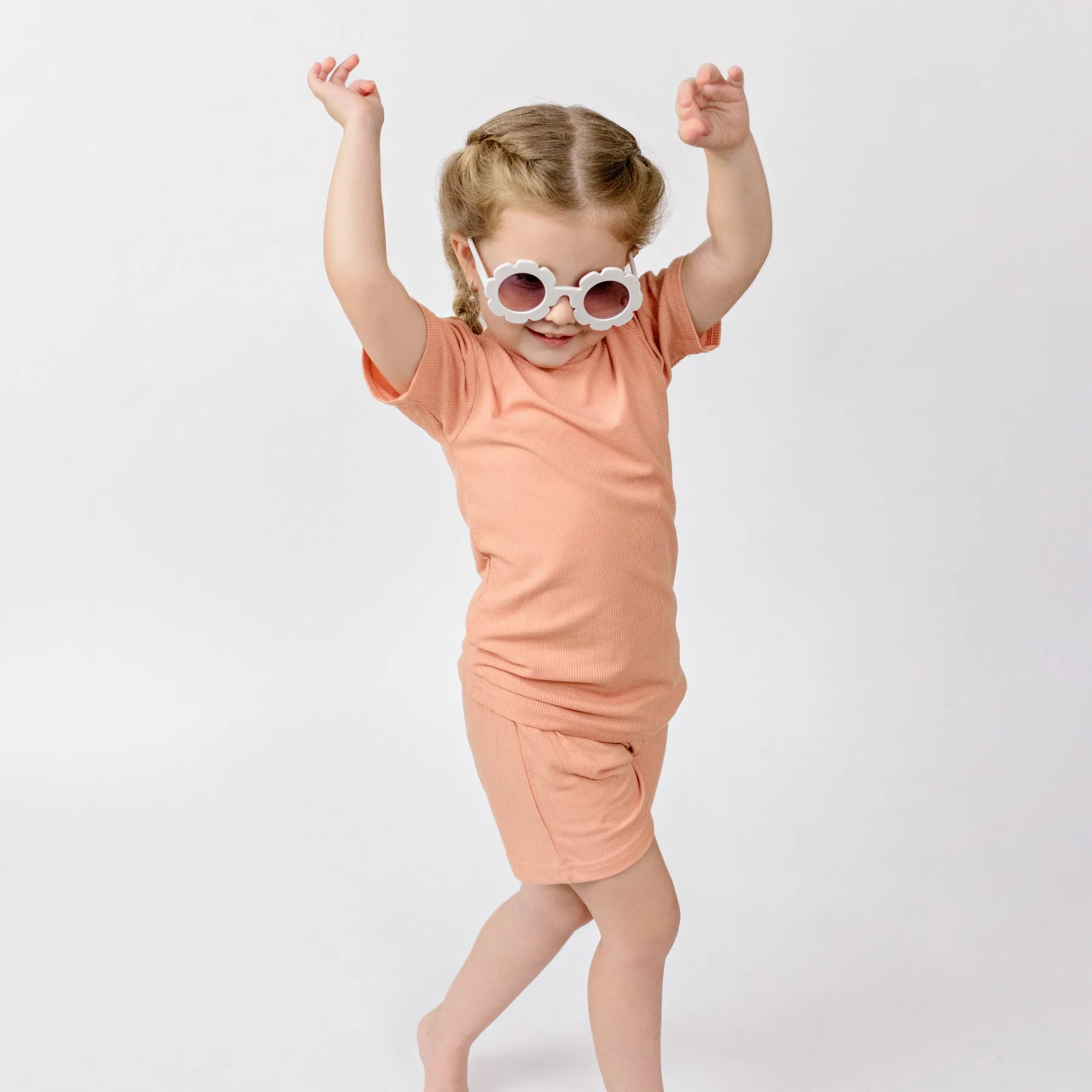 Coral Small Ribbed Shorts Two-Piece Set