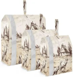 Cow Farmhouse Painting Compression Packing Cubes 3 Set Travel Packing Cubes for Suitcases Organizer Bags Set for Travel Accessories and Essentials