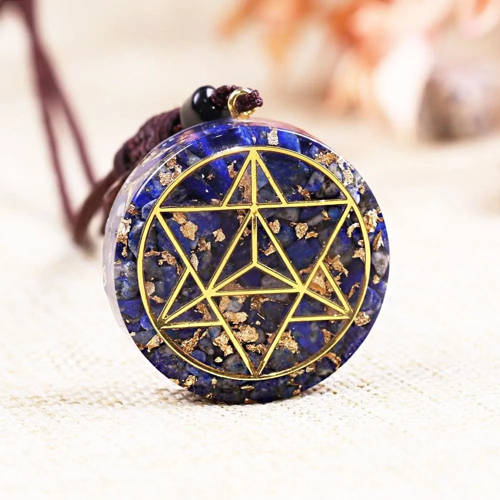 Crystal Orgone Pendant Natural Stone Crystal Lapis Lazuli Orgonite Emf