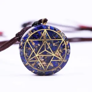 Crystal Orgone Pendant Natural Stone Crystal Lapis Lazuli Orgonite Emf