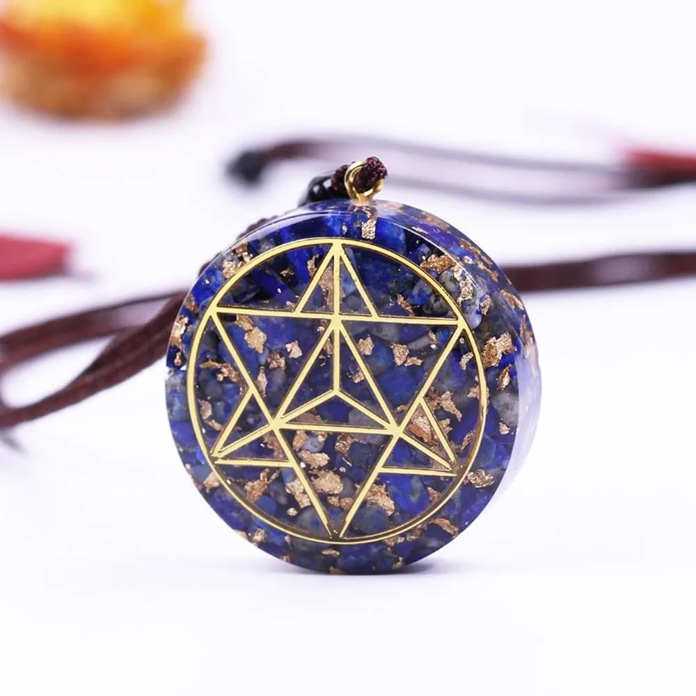 Crystal Orgone Pendant Natural Stone Crystal Lapis Lazuli Orgonite Emf