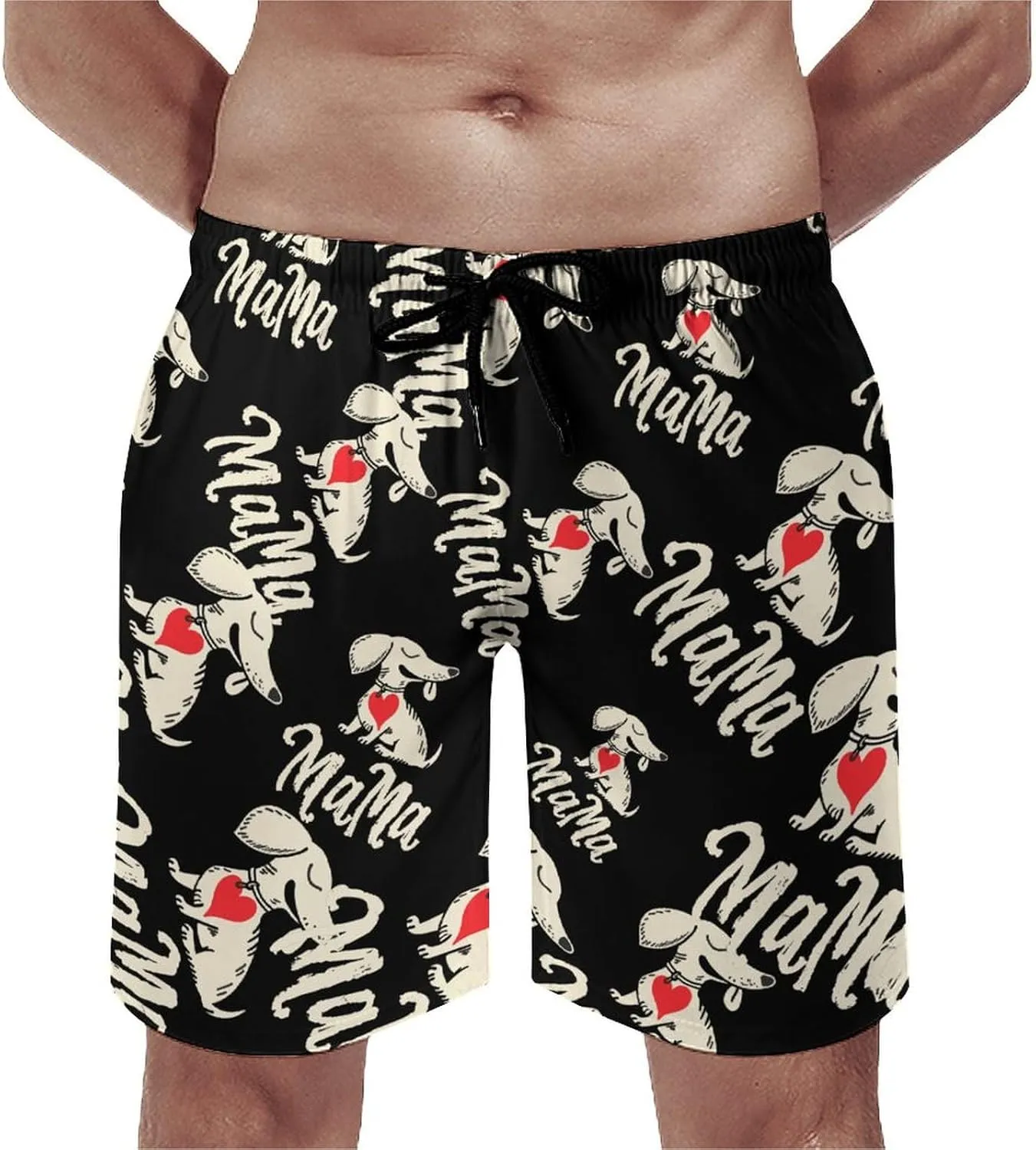Dachshund Mom Men's Swim Trunks Quick Dry Board Shorts Breathable Summer Beach Shorts Bathing Suits