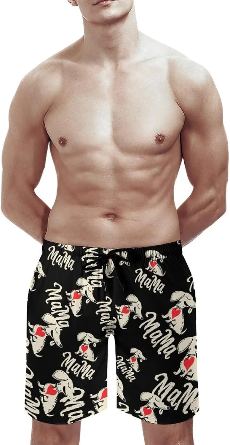 Dachshund Mom Men's Swim Trunks Quick Dry Board Shorts Breathable Summer Beach Shorts Bathing Suits