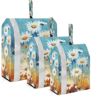 Daisy White Watercolor Compression Packing Cubes Suitcase Organizer Bags Set for Travel Cubes for Carry on Suitcases