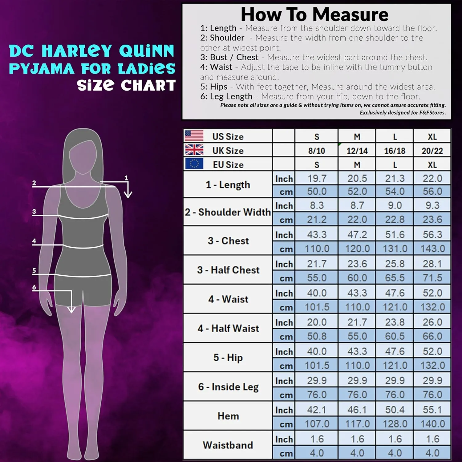 DC Comics Harley Quinn Women's Long Pajama Set, Soft Breathable Loungewear