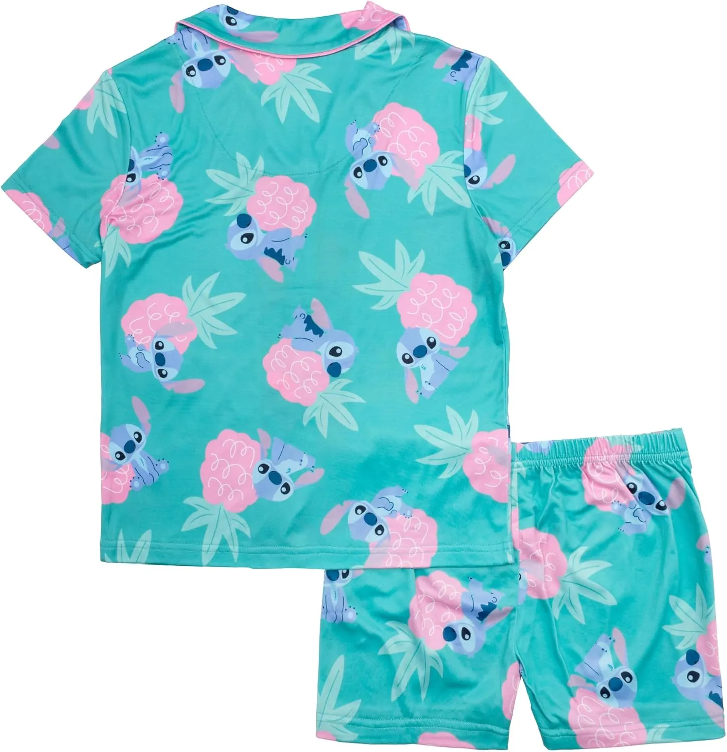 Disney Girls' 2-Piece Loose-fit Button Down Pajama Set, Soft & Cute for Kids