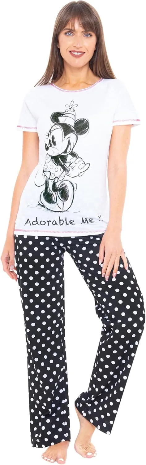 Disney Womens Pajamas | Minnie Mouse Pajama Set | Cotton Pajamas for Women