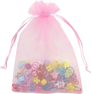 DMS RETAIL Return Gift Favors Organza Bags Shagun Potli Bags Wedding Party Favors Jewellery Packing Pouch Dry Fruit Pouch Sheer Candy Pouches Net Tissue Bags 16X23 CMS PACK OF 10 (PINK)