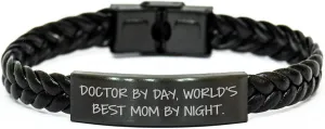 Doctor By Day Inspiring Jewelry Gifts for the World's Best Mom at Night Interlaced Leather Steel Purse Strap for Female Doctors Dad's Funny Gift on Father's Day