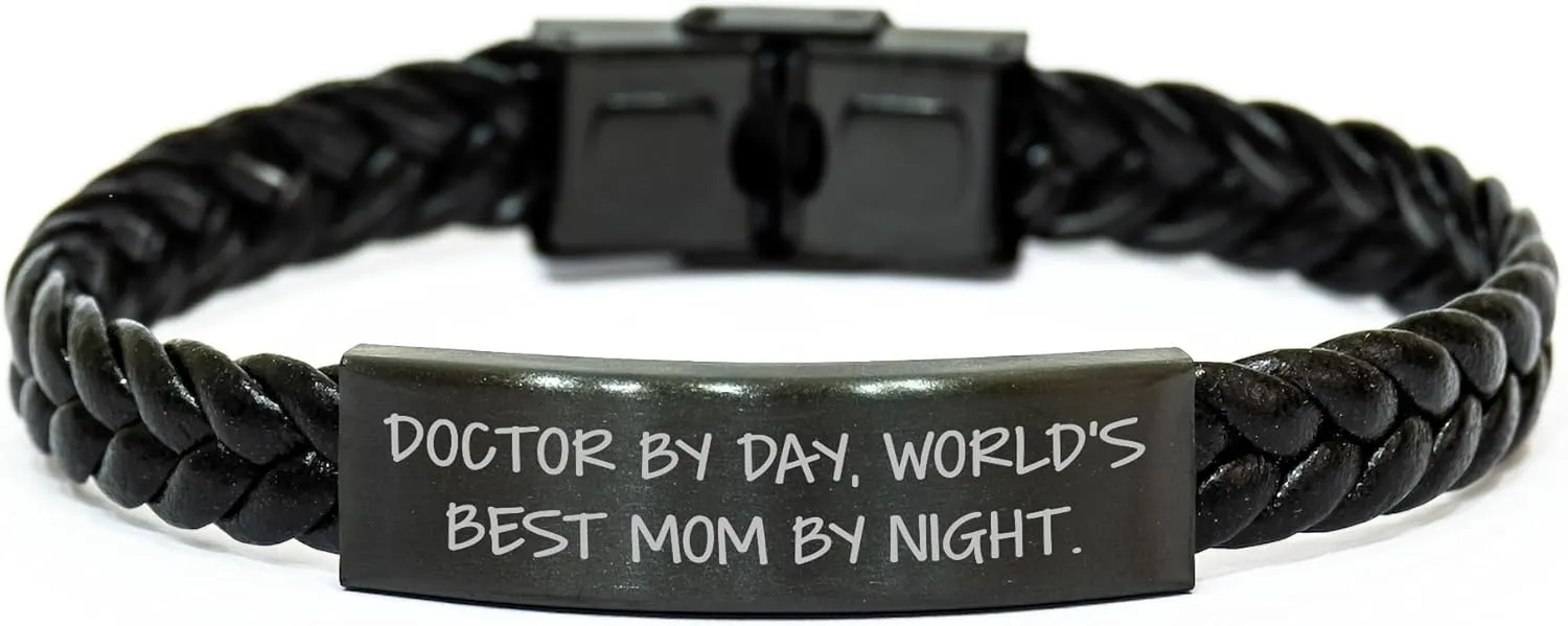 Doctor By Day Inspiring Jewelry Gifts for the World's Best Mom at Night Interlaced Leather Steel Purse Strap for Female Doctors Dad's Funny Gift on Father's Day