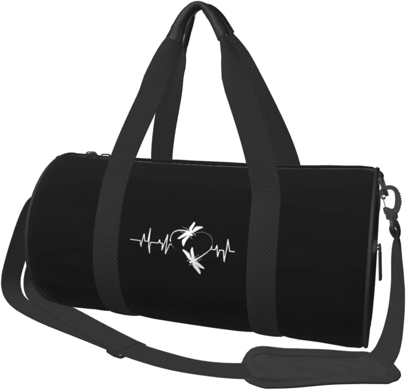 Dragonfly Heartbeat Convertible Garment Bag with Shoulder Strap, Carry on Garment Duffel Bag for Men Women - Rolling Foldable for Travel Luggage Bags (Black)