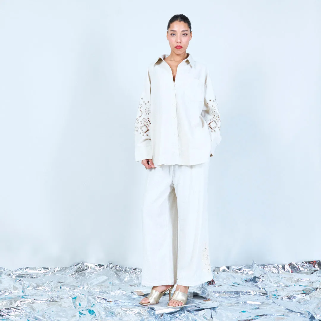 Embroidered long-sleeve button-up shirt wholesale