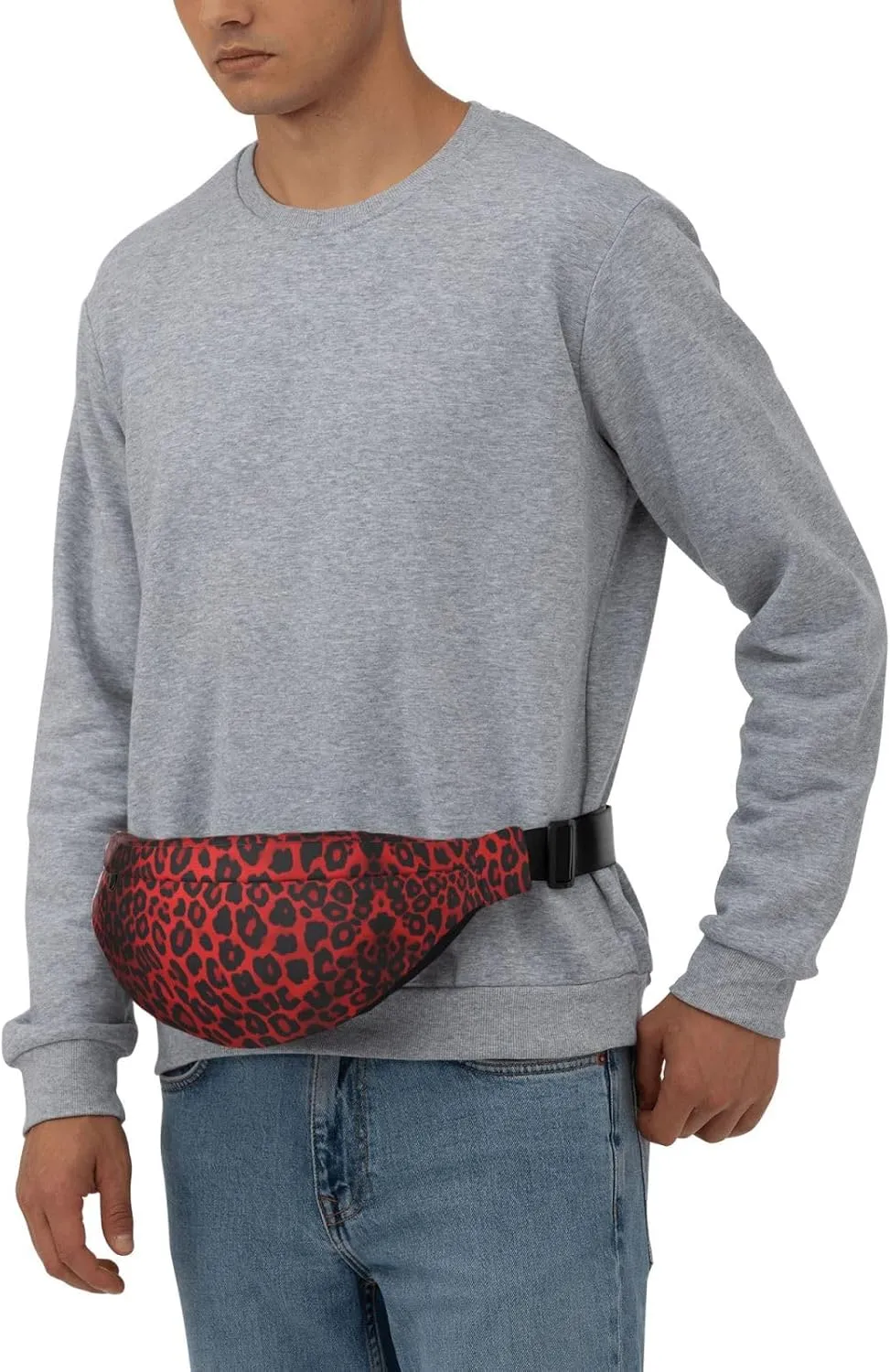 Fanny Pack for Women Men Red Leopard Pattern Waist Bag Waterproof Belt Bag with Adjustable Strap