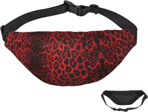 Fanny Pack for Women Men Red Leopard Pattern Waist Bag Waterproof Belt Bag with Adjustable Strap