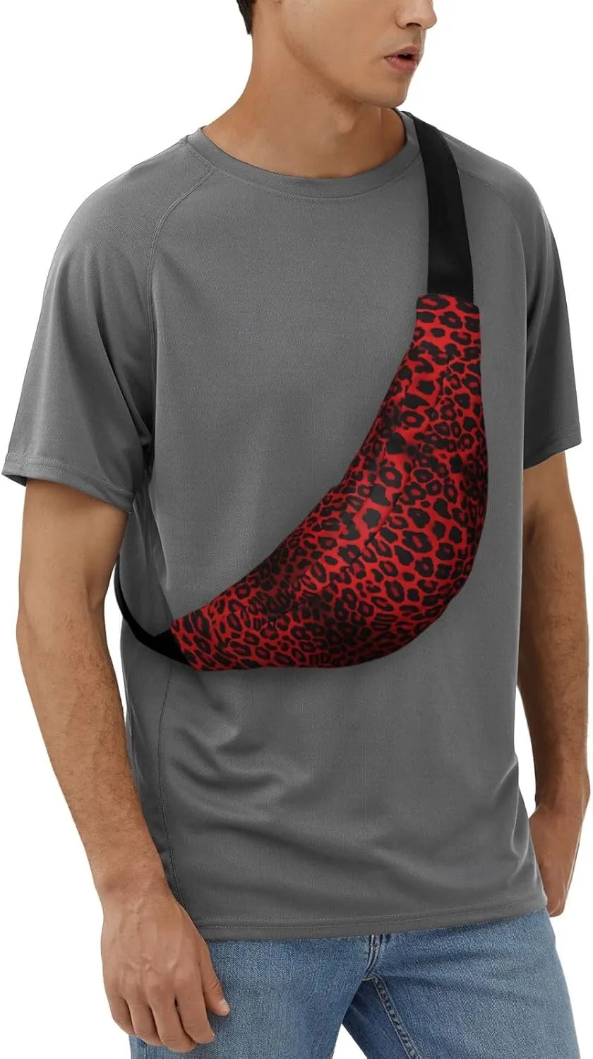 Fanny Pack for Women Men Red Leopard Pattern Waist Bag Waterproof Belt Bag with Adjustable Strap