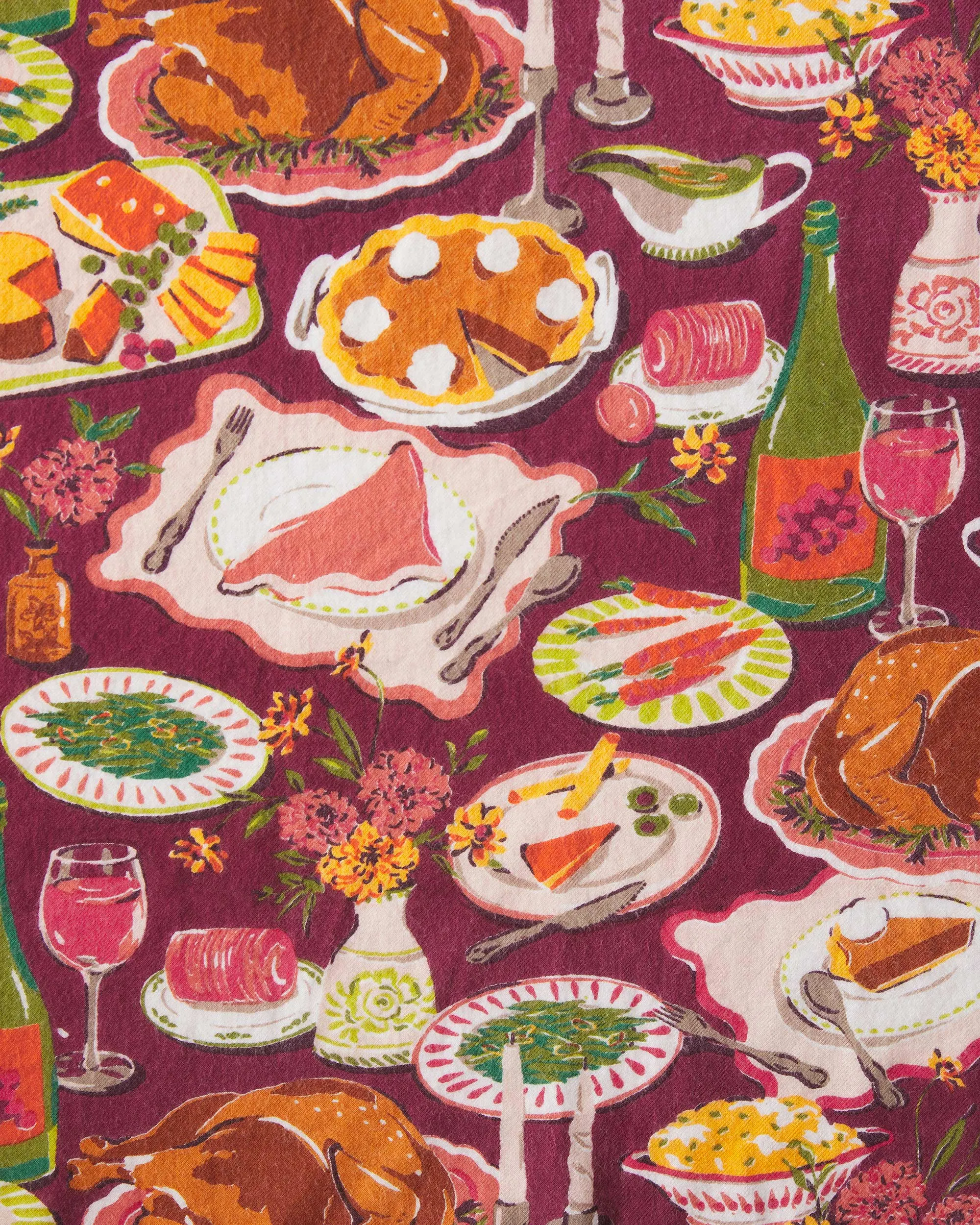 Festive Feast - Lightweight Flannel PJ Pants - Cranberry Sauce