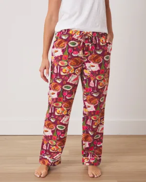 Festive Feast - Lightweight Flannel PJ Pants - Cranberry Sauce