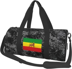 Flag of Ethiopia Convertible Garment Bag with Shoulder Strap, Carry on Garment Duffel Bag for Men Women - Rolling Foldable for Travel Luggage Bags (Black)