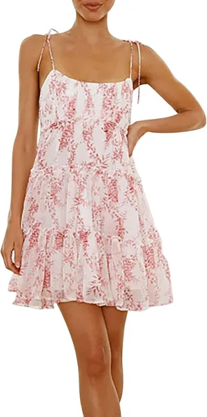 Floral Sundress for Women 2024 Casual Summer Back Smocked Sleeveless Dress Boho Layered Flowy Swing Beach Mini Dress