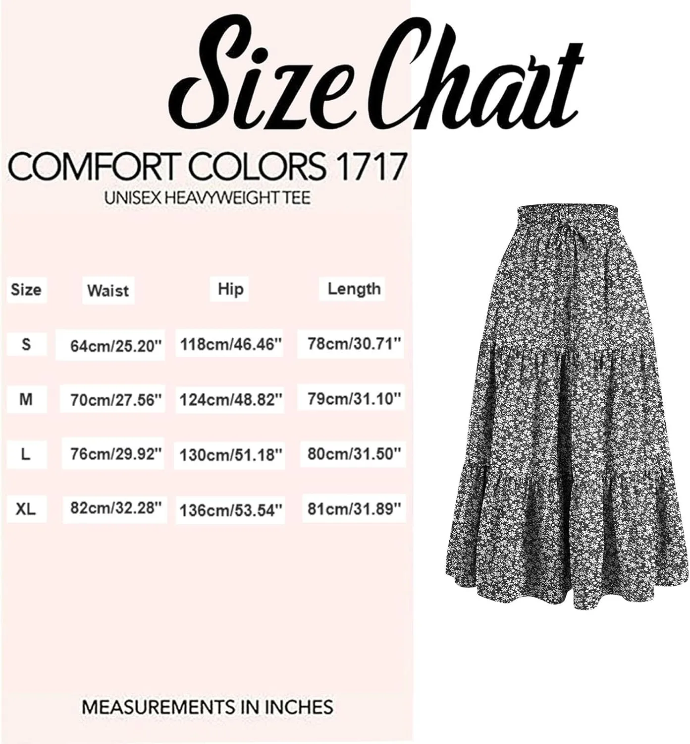 Flowy Long Summer Skirts Women Boho Floral Elastic High Waist Tiered Pleated Casual Beach Maxi Skirt