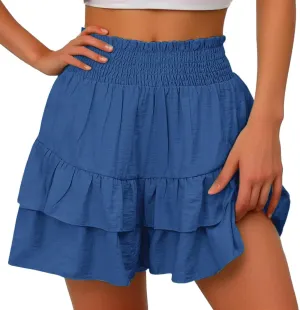 Flowy Shorts for Women Summer Casual High Waisted Ruffles Pleated Tennis Mini Skirt Tummy Control Athletic Golf Skort