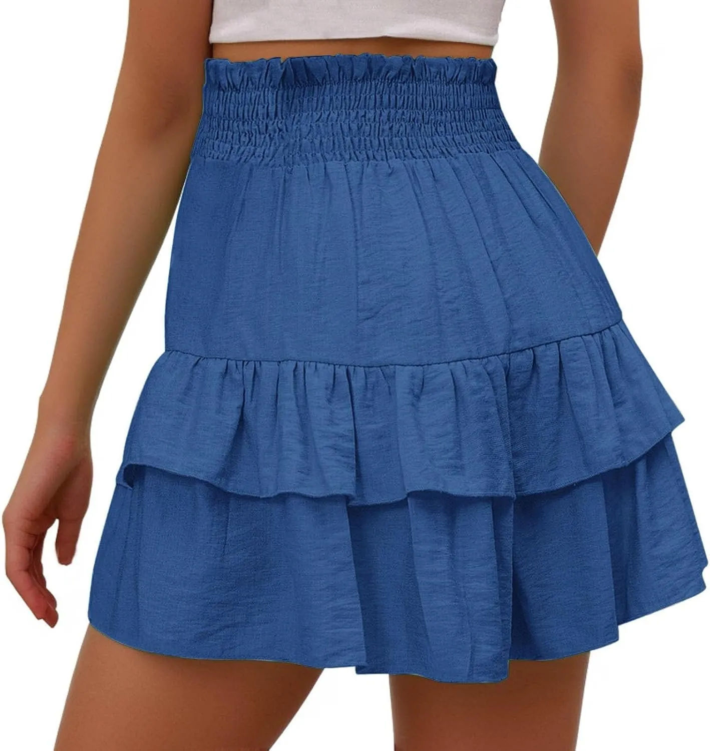 Flowy Shorts for Women Summer Casual High Waisted Ruffles Pleated Tennis Mini Skirt Tummy Control Athletic Golf Skort