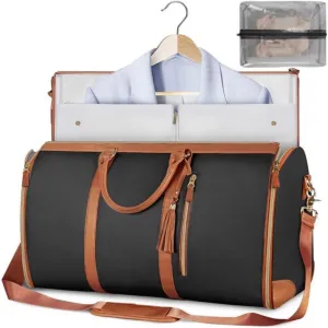 Folding Travel Garment Bags for Hanging Clothes and Suit Case (C Black)