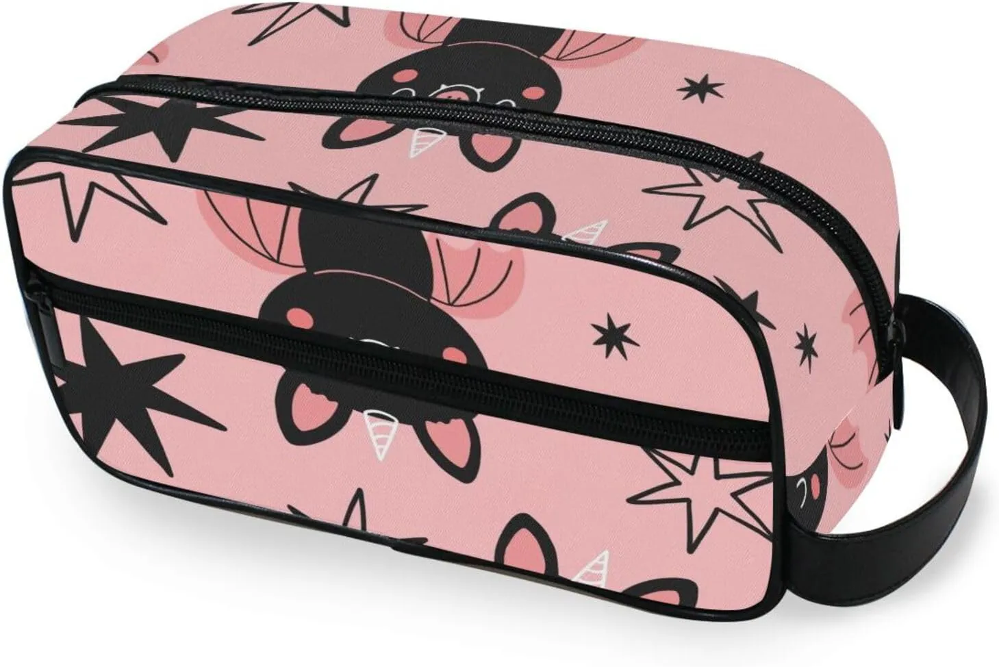 Funny Cartoon Bat Travel Toiletry Bag Makeup Bag Packing Organizers with Hanging Hook Portable Water Resistant Small Travel Bag for Toiletries, Jewelry, Travel Essentials
