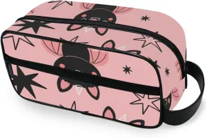 Funny Cartoon Bat Travel Toiletry Bag Makeup Bag Packing Organizers with Hanging Hook Portable Water Resistant Small Travel Bag for Toiletries, Jewelry, Travel Essentials