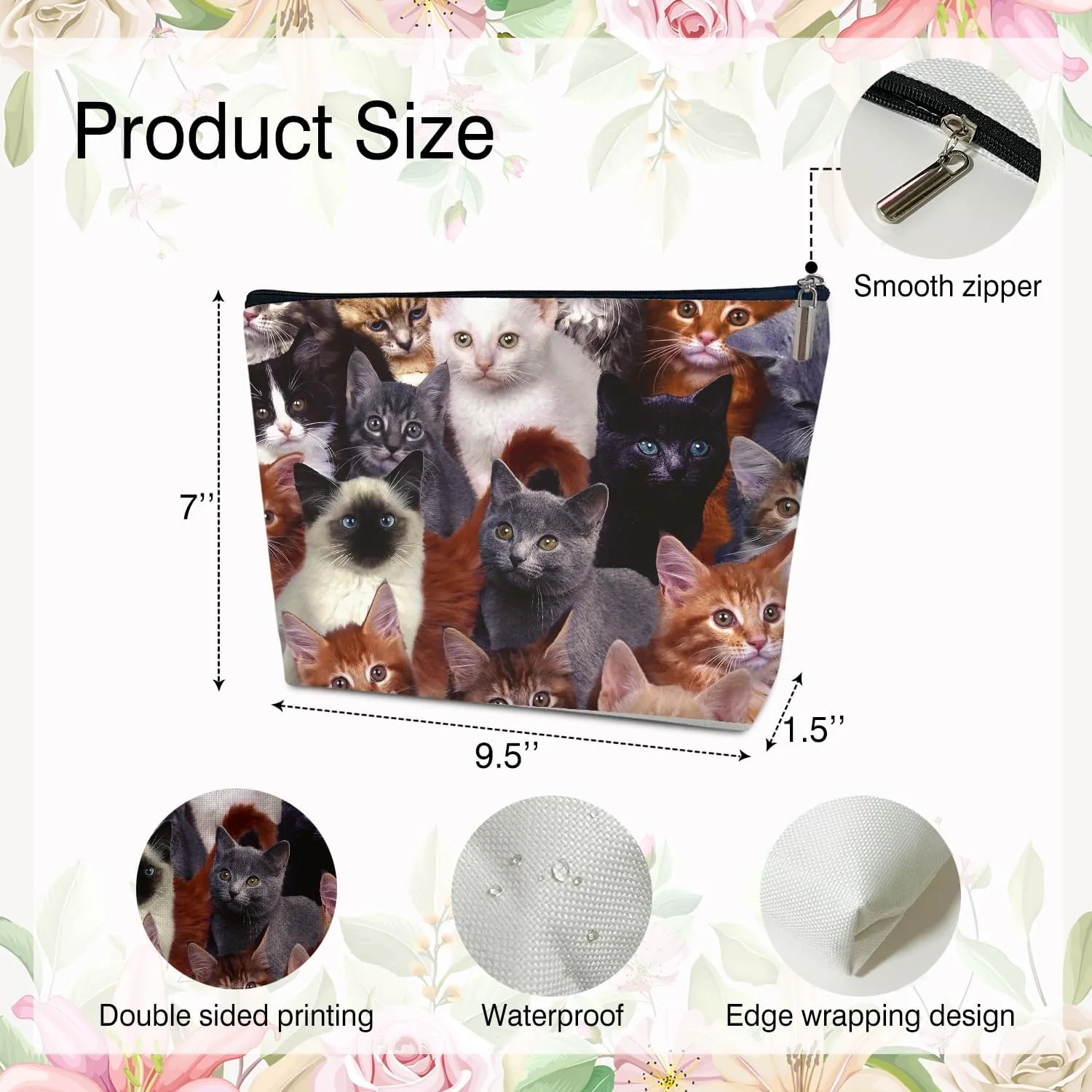 Gift Bag for Her - Cat Lover Makeup Purse, Travel Accessory -25