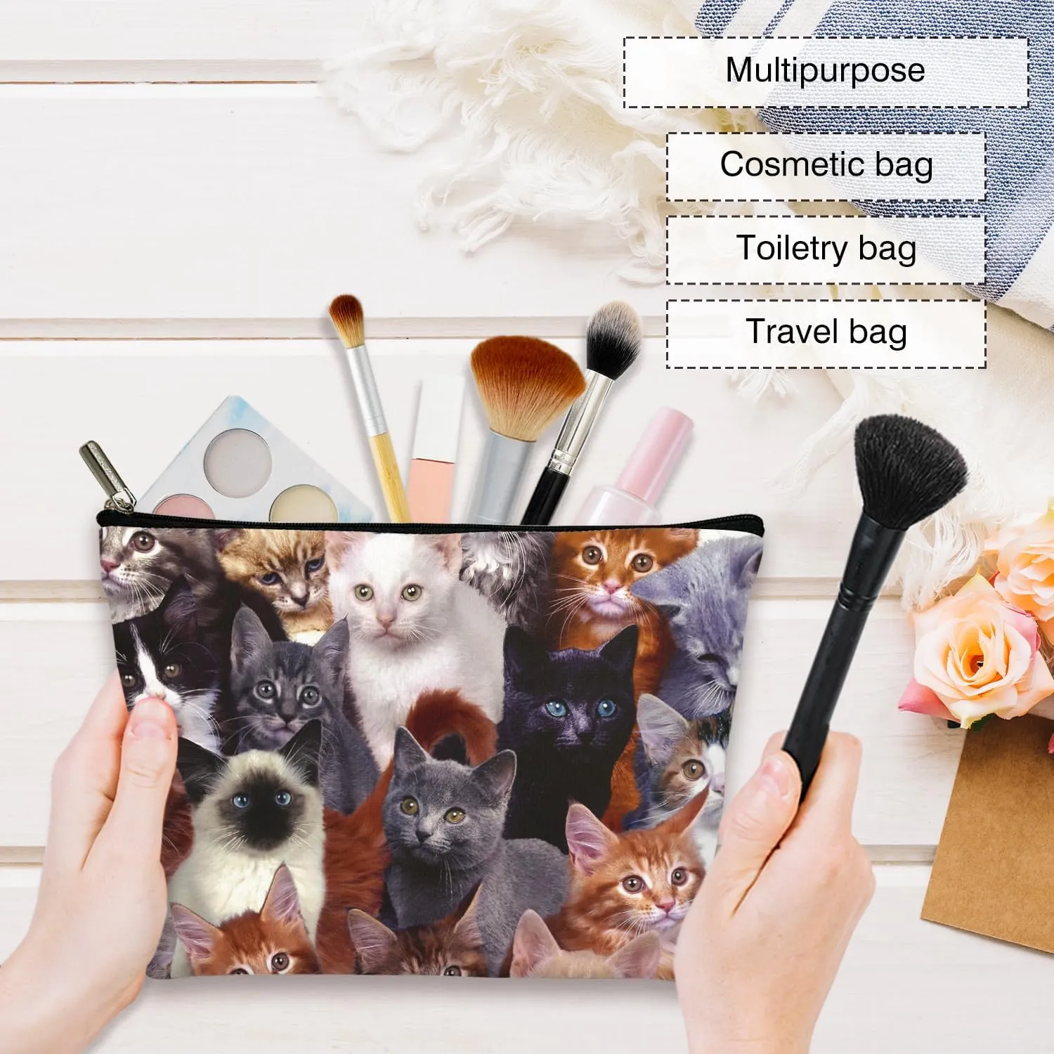 Gift Bag for Her - Cat Lover Makeup Purse, Travel Accessory -25