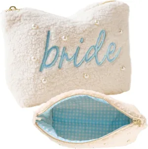 Gifts for Bride Travel Tote Honeymoon Travel Bag Sherpa Cosmetic Bag for Organizing Storing Jewelry and Accessories Cosmetic Case for Purse or Luggage