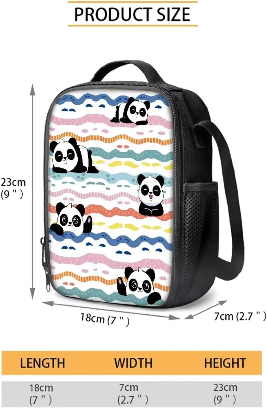 Girls Panda Backpack Lunchbox Set 3 Pcs Backpack Set Cute Kawaii Pencil Pouch for Kids Mochilas Para Nias Large Capacity Pencil Case Aesthetic Large Bookbag Zipper Lunch Box