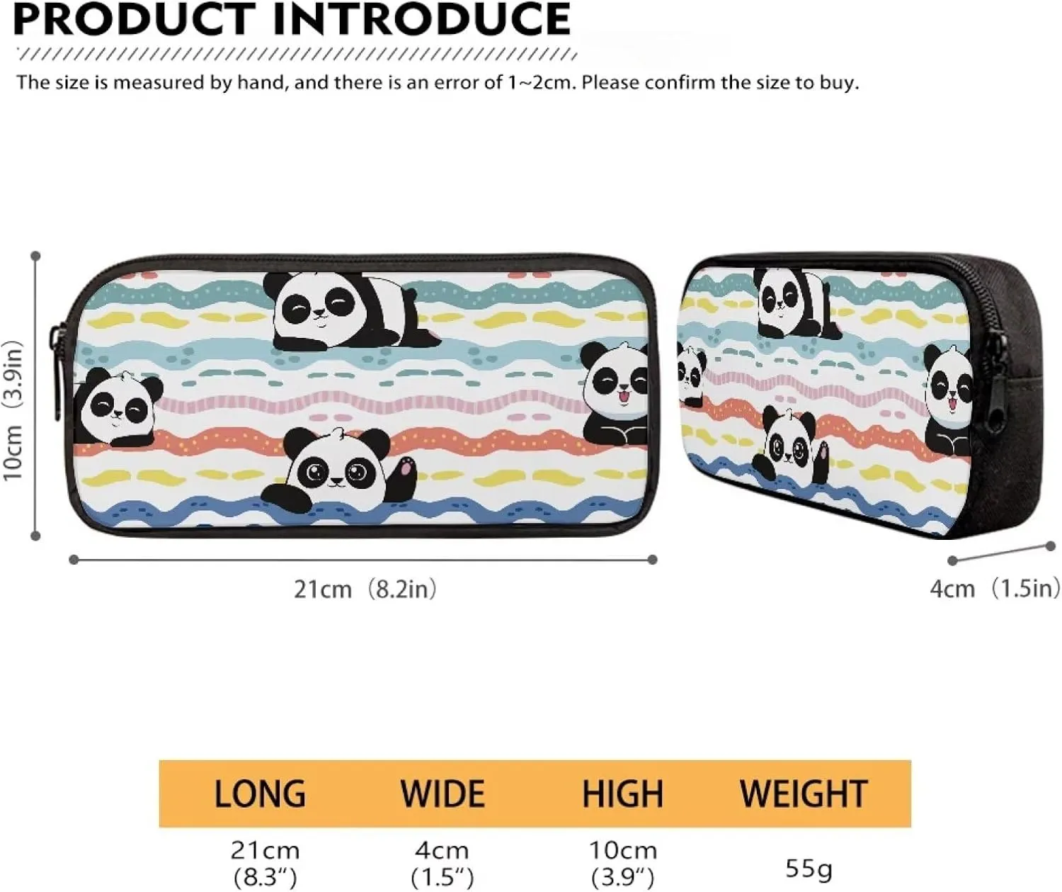 Girls Panda Backpack Lunchbox Set 3 Pcs Backpack Set Cute Kawaii Pencil Pouch for Kids Mochilas Para Nias Large Capacity Pencil Case Aesthetic Large Bookbag Zipper Lunch Box