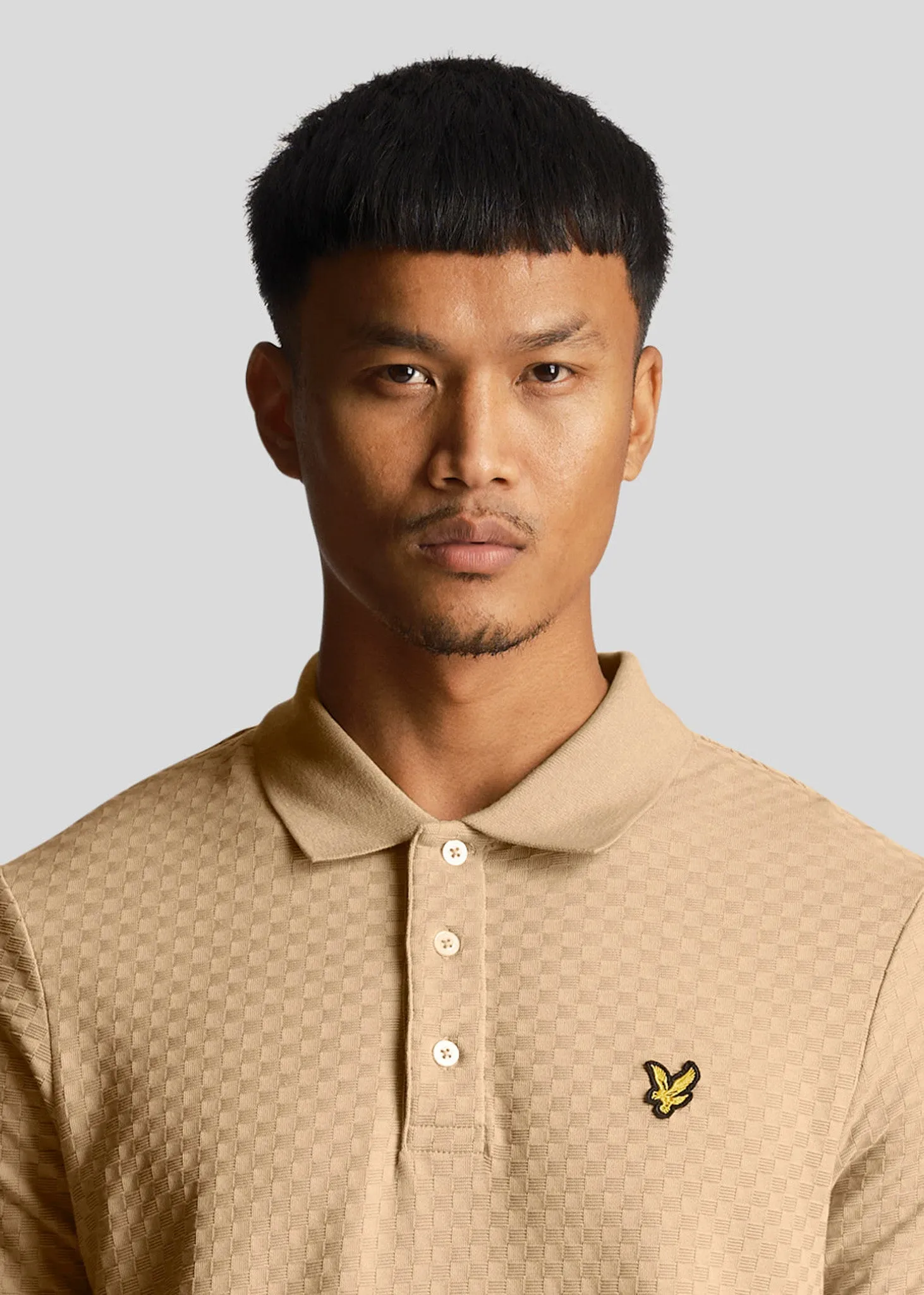 Grid texture polo shirt - cairngorms khaki