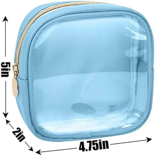 GSHLLO Small Nylon PVC Cosmetic Travel Bag Mini Clear Makeup Bag Waterproof Toiletry Storage Clutch Coin Zipper Pouch Beauty Skincare Bag for Women Girls Coffee