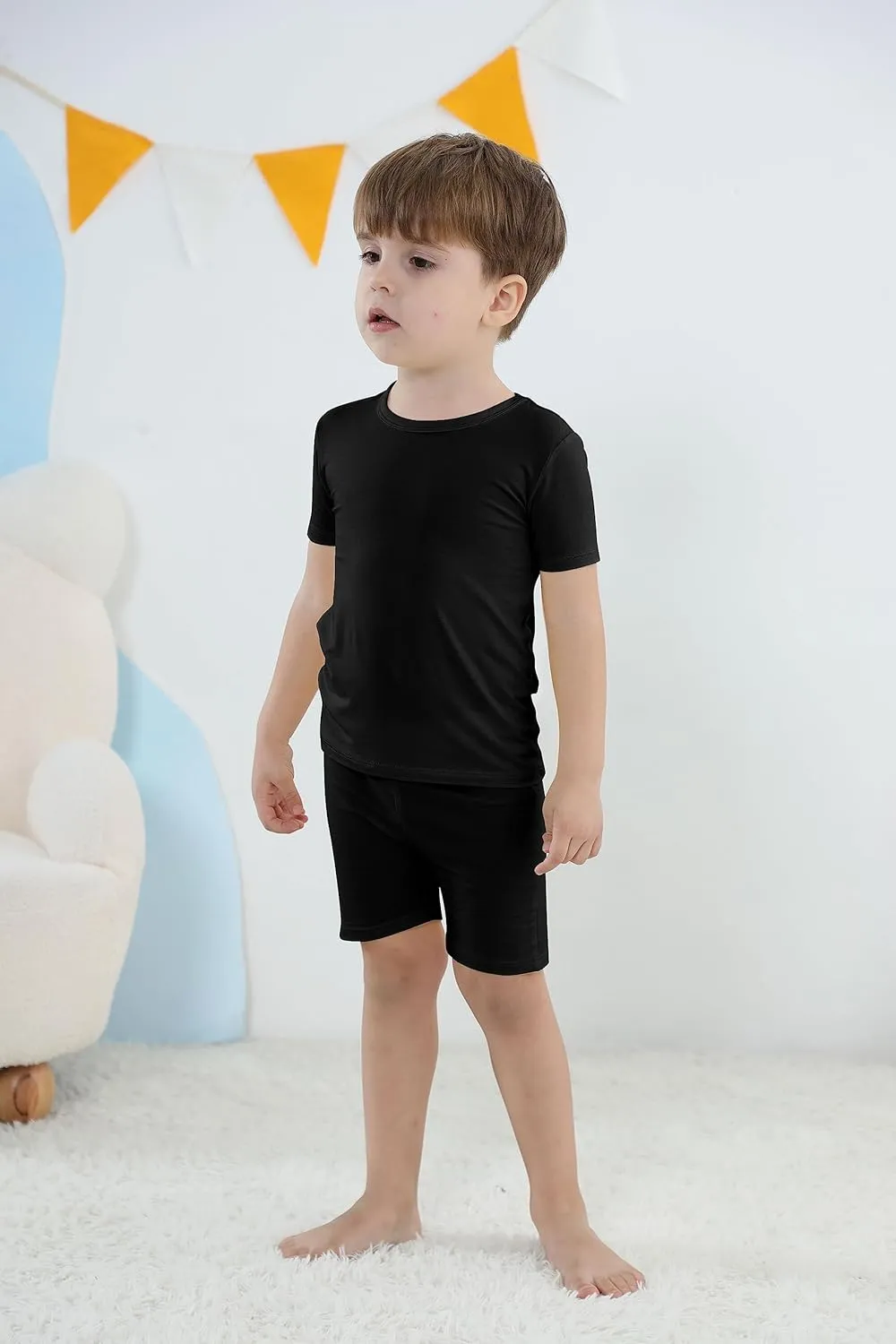 GUISBY Rayon of Bamboo Baby Toddler Kids Girls Boys Soft Short Pjs Cool Summer Pajamas 2pcs Sets