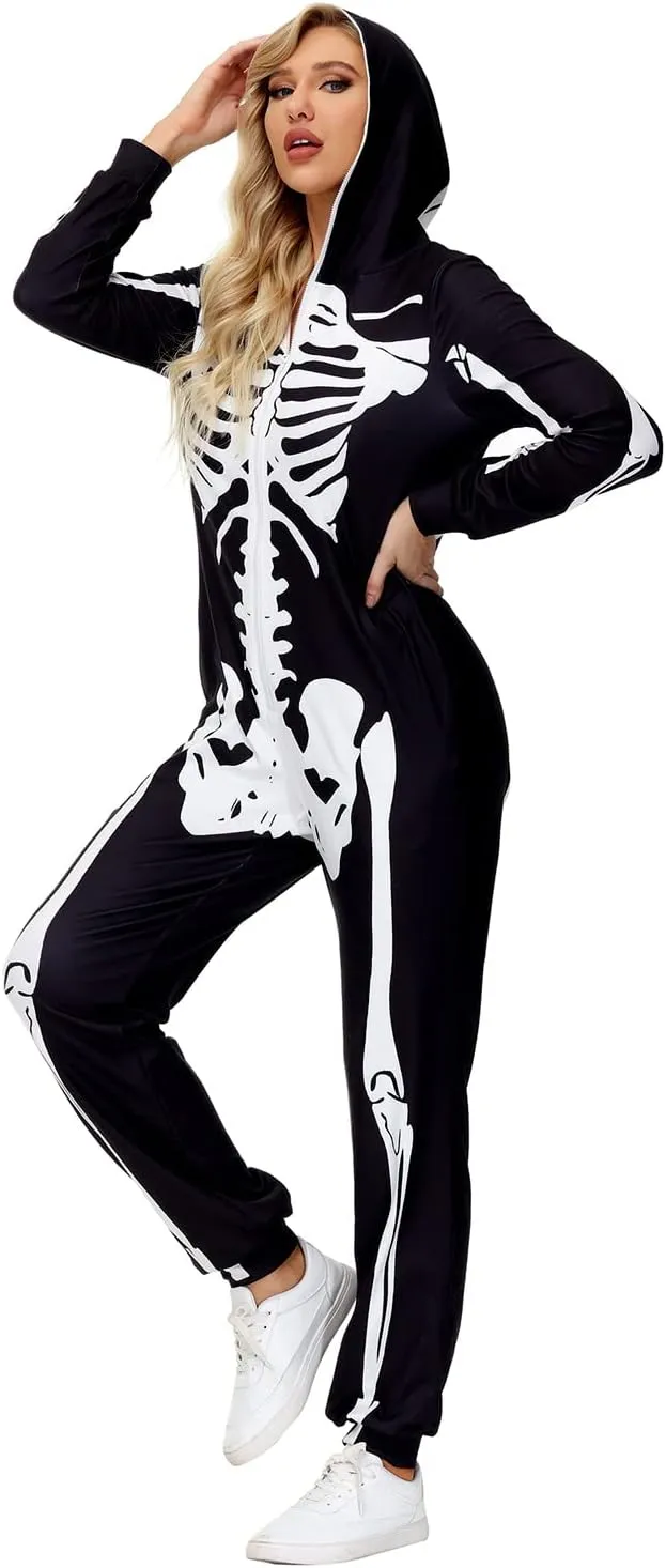 Halloween Family Pajamas Matching Sets Halloween Print Sleepwear Hooded Zip Up Pajama for Men, Women