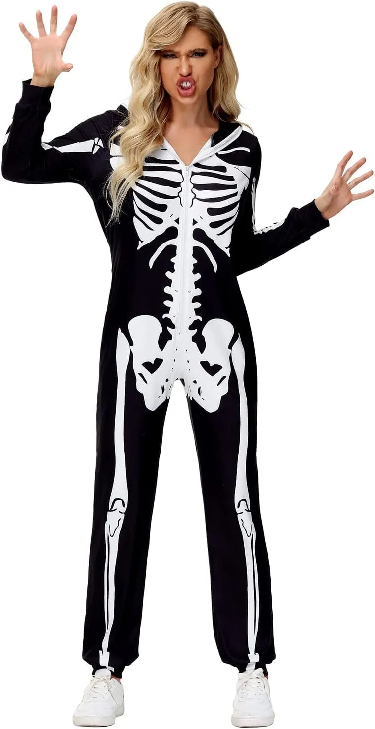 Halloween Family Pajamas Matching Sets Halloween Print Sleepwear Hooded Zip Up Pajama for Men, Women