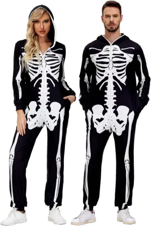 Halloween Family Pajamas Matching Sets Halloween Print Sleepwear Hooded Zip Up Pajama for Men, Women