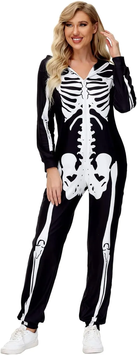 Halloween Family Pajamas Matching Sets Halloween Print Sleepwear Hooded Zip Up Pajama for Men, Women