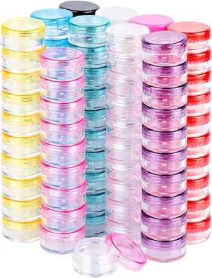 HNYYZL Sample Container,5 Gram Empty Plastic Cosmetic Pot Jars for Eye Shadow Nails Powder Jewelry Cosmetic Lip Balm Lip Gloss Cream Lotion(10 colors, 100 Pcs)