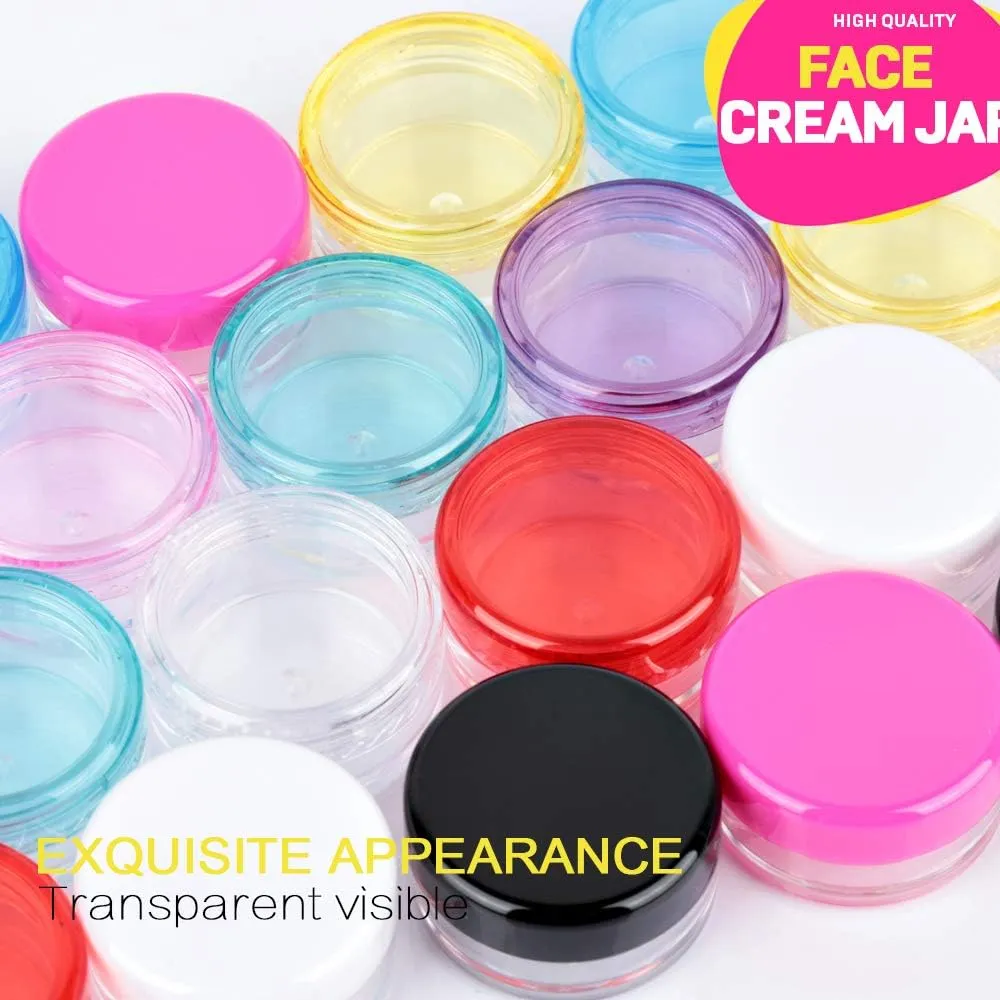 HNYYZL Sample Container,5 Gram Empty Plastic Cosmetic Pot Jars for Eye Shadow Nails Powder Jewelry Cosmetic Lip Balm Lip Gloss Cream Lotion(10 colors, 100 Pcs)