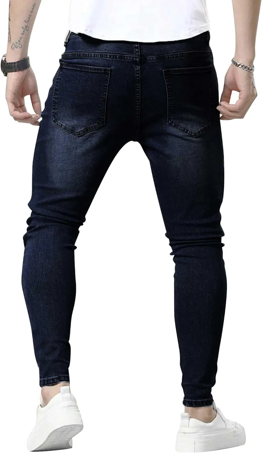 HUNGSON Skinny Jeans for Men Stretch Slim Fit Ripped Distressed