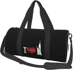 I Love New York Convertible Garment Bag with Shoulder Strap, Carry on Garment Duffel Bag for Men Women - Rolling Foldable for Travel Luggage Bags (Black)