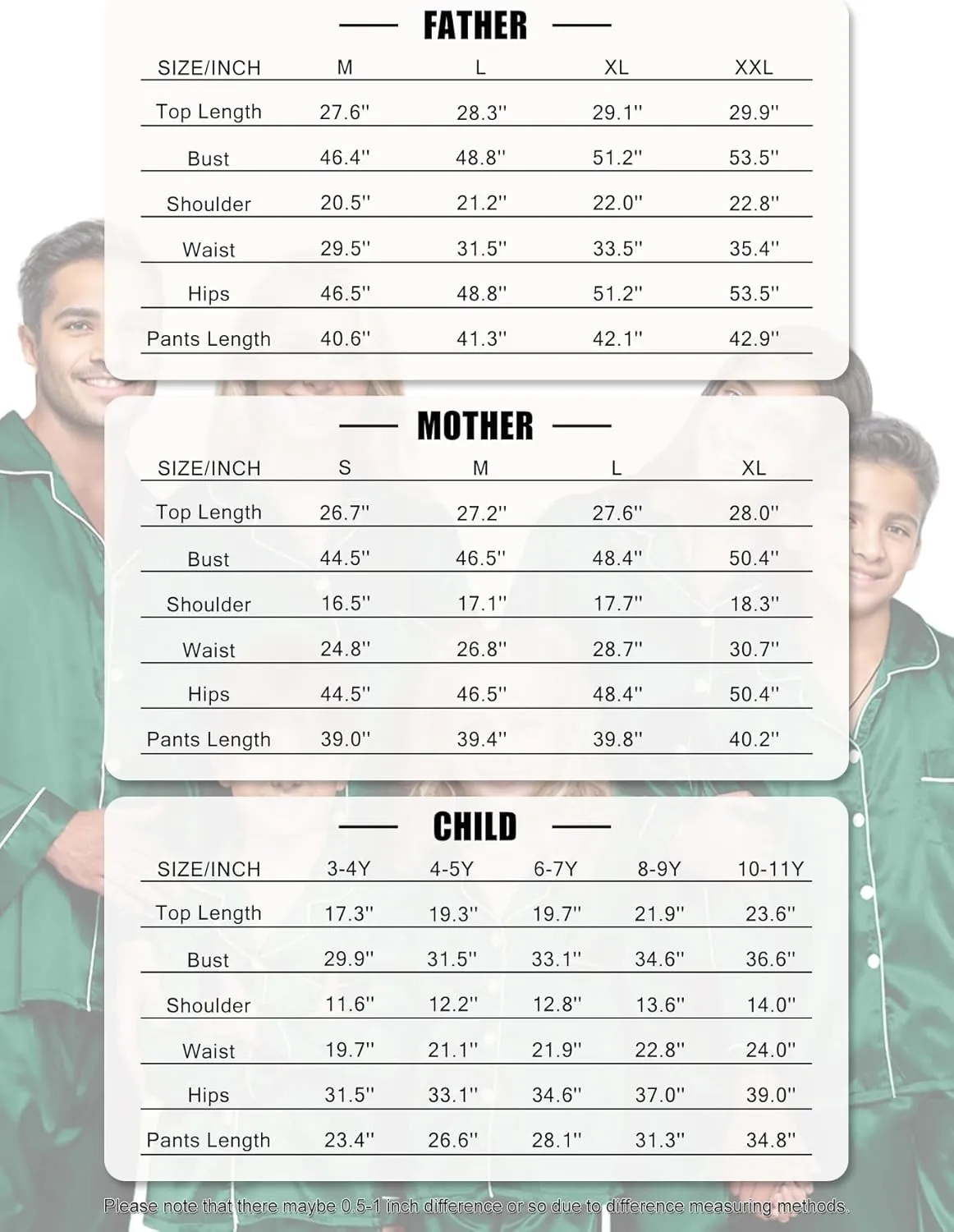 IFFEI Family Silk Satin Pajamas Matching Sets Long Sleeve Pjs for Couples 2 Piece Buttons Kids Christmas Pajamas with Pocket